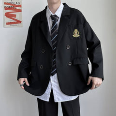 Threebooy Mens Dk Uniform Casual Suit Jacket Youthful Trend Versatile College Style Temperament High School Student Jacket Men'S Clothing