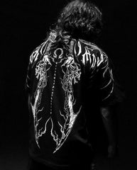 Threebooy 2000s Trendy Skull Pattern T Shirt Men Harajuku Street Y2K Retro Short Sleeved Gothic Oversized Dark Style Fashion Tops Clothing