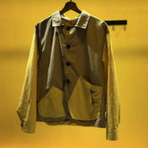 Threebooy Large Pocket Patchwork Shirt For Men Spring Autumn Long sleeve Loose Tops Coat American Vintage Casual Color Blocked Thin Jacket