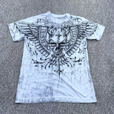 Threebooy 2000s affliction High Street Shirts Mens Graphic Print Oversized T Shirt Harajuku Gothic Round Neck Cotton Short Sleeve Tops