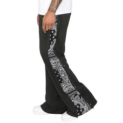 Threebooy Spring Autumn Hip Hop Side Buckle Cashew Graphic Print Casual Pants For Men Drawstring Loose Straight Trousers Streetwear Male