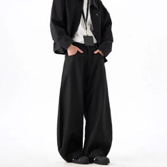 Threebooy Mens Casual Pants British Style Wide-Leg Pants Streetwear Fashion Versatile Trend Youth Campus Trousers Men'S Clothing 2025 New