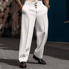 Threebooy Fashion Men Casual Suit Pants Multiple buttons Mid Waist Loose Straight Trousers Spring Summer Business Soild Pant Oversized