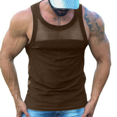 Threebooy Mens Vest U-neck Chest Mesh Sleeveless T-Shirts Tops Summer Casual Sports Tank Tee Tshirt Clothing For Men Plus Size 5XL