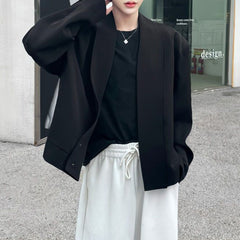 Threebooy Mens Suit Shoulder Pad Business Casual Jacket Spring Elegant British trend Collarless Jacket Old Money Men'S Clothing 2025 New