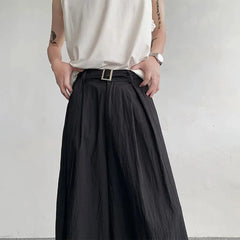 Threebooy Japanese Casual Wide-leg Pants Men's Summer Quick-drying Loose Casual Pants Fashion Samurai Skirt Trousers Festival Costumes