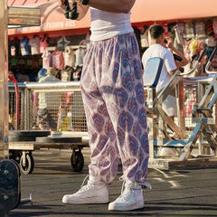 Threebooy Mens Casual Fitness Polyester Fiber Pants Genderless Summer New Fashionable Breathable Sports Thin Retro Loose Pants Unisex