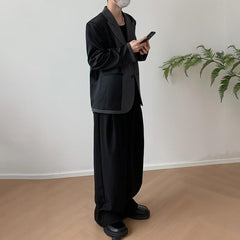 Threebooy Mens Suit Trousers Pocket Casual Wide Leg Pants Summer Office Business All-Match Elegant British Straight Pants Men'S Clothing