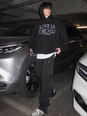 Threebooy 【JH HOMME】letter print pearl hooded na1560