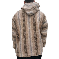 Threebooy Vintage Ethnic Striped Knit Hooded Sweatshirt Men Fall Long Sleeve Big Pocket Hoodies Harajuku Top Pullover Coat Streetwear
