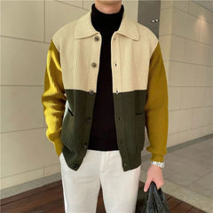 Threebooy Patchwork Knitted Cardigan Sweater Autumn Winter Men's Matching Color Casual Loose Knitwear Fashion Sweaters Warm Coat Versatile