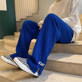 Threebooy High Street Klein Blue Casual Pants For Men Spring Student Sports Sweatpants Fashion Trendy Wide Leg Straight Trouser Streetwear