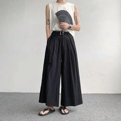 Threebooy Japanese Casual Wide-leg Pants Men's Summer Quick-drying Loose Casual Pants Fashion Samurai Skirt Trousers Festival Costumes