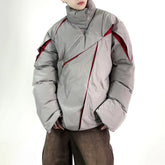 Threebooy Mens Two-Way Oblique Zipper Contrast Color Jacket Streetwear Fashion Warm Loose Comfortable Casual Jacket Men'S Clothing 2024