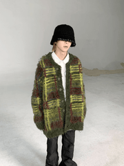 Threebooy Trendy Colorful Knitted Mohair Cardigan na646
