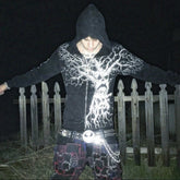 Threebooy 2000s affliction American Nueva Tendencia Polar Acolchado Cremallera Con Capucha Mujeres Calle Hip Hop Joker Pareja Casual Punk