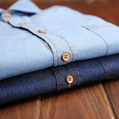 Threebooy Fashion Korean Style Denim Shirt For Men 100% Cotton Long Sleeve Slim Fit Tops Spring Autumn Casual Denim shirts Plus Size 4XL