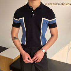 Threebooy Summer Cotton Men Polo Shirt Business Casual Turn-down Collar Button-up Tees Fashion Flocking Tshirts Top Lce Silk Fabric Blouse