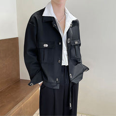 Threebooy Mens Y2k Metal Decoration Casual Workwear Style Jacket Daily Personality Japanese Youth Trend Jacket Men'S Clothing New