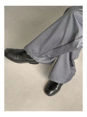 Threebooy Korean Gray Casual Suit Pants Men Pleated Loose Wide Leg Pant Spring Autumn New Fashion Design Sense Trendy Trousers Streetwear