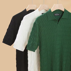 Threebooy New Fashion Knit Polo Shirts Men Korean Style Slim Fit Solid Short Sleeve Top Summer Trend Premium Polos Tshitrt For Mens