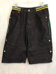 Threebooy 2000s American Street Embroidery High Waist Washed Oversized Denim Shorts Harajuku Retro Trendy Brand Jeans Men Goth Punk Shorts