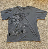 Threebooy 2000s affliction Series Grey T-Shirt Mens Cotton T-shirt Dark Simple Style Gothic Round Neck Cotton Short Sleeve Tops New