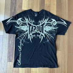 Threebooy 2000s Tapout T Shirt Punk Hip Hop Graphic Letter Print Oversized TShirt Womens Mens Round Neck Cotton Short Sleeve Tops Clothing