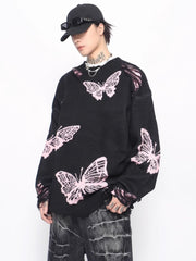 Threebooy 【Mz】broken holes design oversize knit na1545