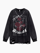 Threebooy washed and distressed long-sleeved T-shirt na656