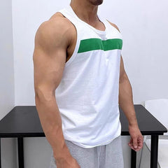 Threebooy 100% Cotton Vest Men Sleeveless Sprots Slim Fit T-shirt Summer Fitness Muscles Tank Top Beach Contrast Color Tee Mens Clothing