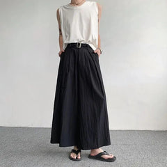Threebooy Japanese Casual Wide-leg Pants Men's Summer Quick-drying Loose Casual Pants Fashion Samurai Skirt Trousers Festival Costumes