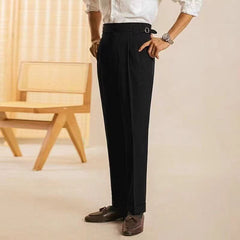 Threebooy Men Naples Suit Pants High Waist Paris buckle Straight Trousers Spring Autumn Fashion Business Casual Korean Pants Streetwear