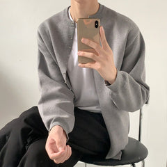 Threebooy Autumn And Winter French Style High-End Niche Design Rivet Drop Shoulder Heavy Knitted Cardigan Versatile Sweater Jacket For Men