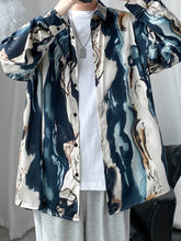 Threebooy Stylish Men's Hong Kong-Style Button-Up Shirt | All-Season Comfort | Casual & Trendy with Abstract Print | Perfect for Daily Wear, Vacations & Outdoor Activities | Ideal Gift