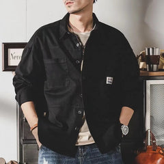 Threebooy American heavy vintage men shirt Safari Style Long Sleeve Cotton Loose Mens Casual Shirts Spring Autumn High Quality Tops Male