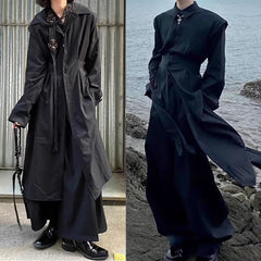 Threebooy Men Windbreaker Y2k Dark Slim Waisted Medium-Length Thin Shirt Japanese Streetwear Fashion Campus Male Long-Sleeve Men'S Wear