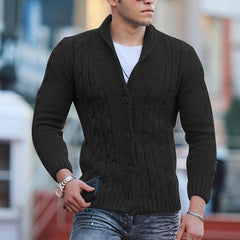 Threebooy Fashion Solid jacquard Knitwear Men Long sleeved V-neck Button knitted cardigan Autumn Winter Slim Fit Tops Sweater Coat Male