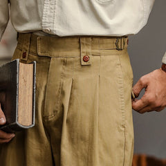 Threebooy American Vintage Gurkha Trouser For Men British Style Casual Loose Straight Cargo Pants Spring Autumn Fashion Cotton Naples Pant