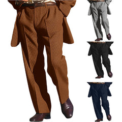 Threebooy Autumn Winter Men Knit Suit Pants Solid Loose Straight Trousers Daily Business Vacation Casual Knitted Yarn Pant Streetwear