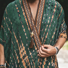 Threebooy Fashion Shawl Mens Print Long Shirt Cardigan Summer Hawaiian Beach Sunscreen Cloak Casual Loose Cape Coat Clothing For Men 6XL