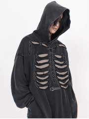 Threebooy skeleton design niche high street hooded na648
