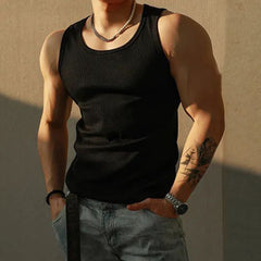 Threebooy Mens Sexy Shaping Sports Fitness Casual Cotton Vest New Genderless American Street Elastic Slim Solid Color Tank Top Unisex