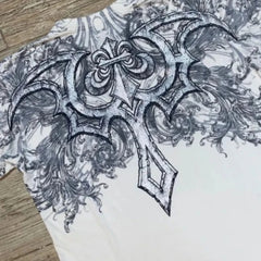 Threebooy 2000s T-shirt New Fashion Cross Pattern Printing Short-sleeved Female Street Harajuku Vintage Gothic Casual Joker Sports T-shirt