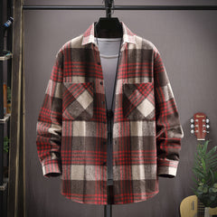 Threebooy High Quality Vintage Mens Plaid Shirt Fall Long Sleeve Loose Casual Top Fashion Trend Streetwear Shirts Clothing For Men