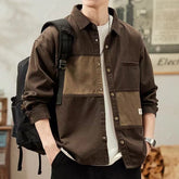 Threebooy American Vintage Denim Shirt For Men Heavy Weight Patchwork Jacket Spring Autumn Trendy Loose Shirts Coat Streetwear Casual Top