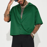 Threebooy Vintage Diagonal Stripe Print Shirts For Men Fashion Casual Loose Cardigan Tops Summer New Blouse Shirt Male Streetwear