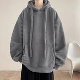 Threebooy Big Drawstring Corduroy Hoodie For Men Autumn And Winter with Plush Thickened Loose hooded sweatshirt Fashion Vintage Tops Coat