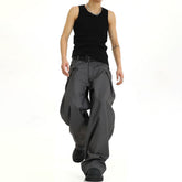 Threebooy Mens Y2k Casual Pants New Genderless Fashion Trend American Retro Solid Color Loose Floor-Length Wide-Leg Pants Unisex