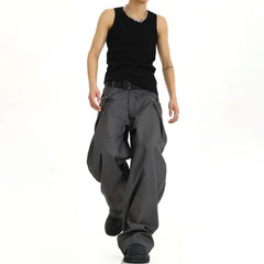 Threebooy Mens Y2k Casual Pants New Genderless Fashion Trend American Retro Solid Color Loose Floor-Length Wide-Leg Pants Unisex